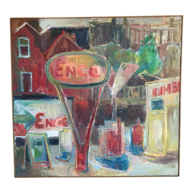 1960s Molly Schiff Oil Painting on Linen, Framed For Sale