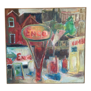 1960s Molly Schiff Oil Painting on Linen, Framed