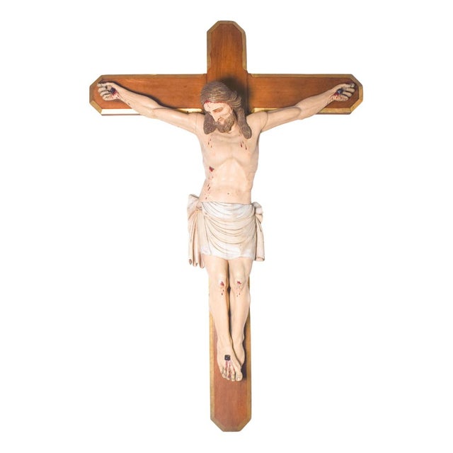 Large 18th-Century Wooden Crucifix For Sale - Image 11 of 11
