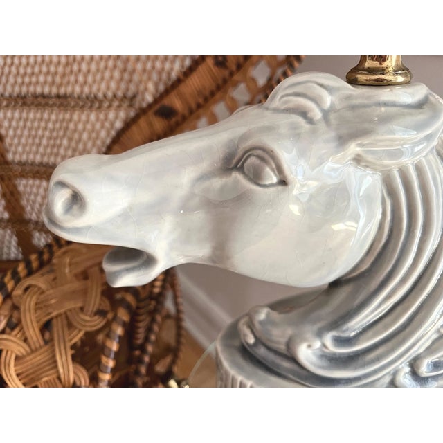 1950s Ceramic Roman Horse Head Lamp & Shade by Phil-Mar Lamps For Sale - Image 9 of 18
