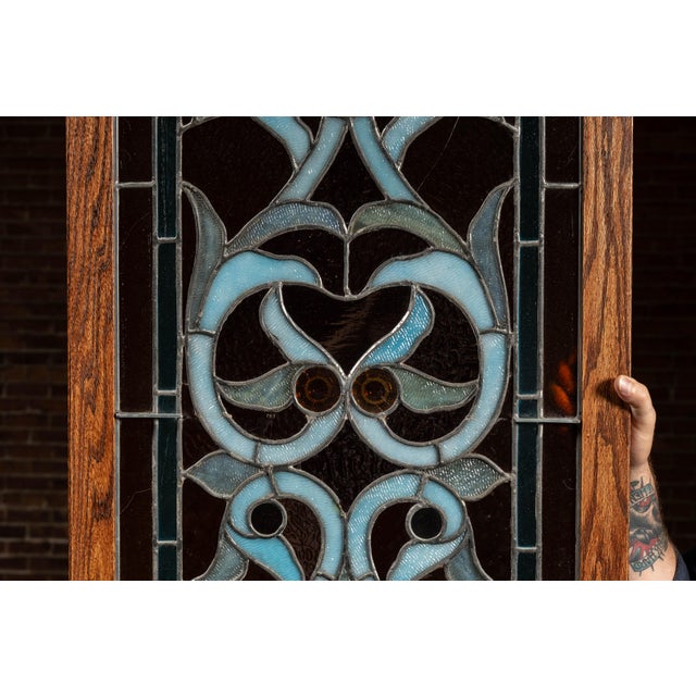 Late 19th Century Memorial Stained Glass Panel in Frame For Sale - Image 4 of 9