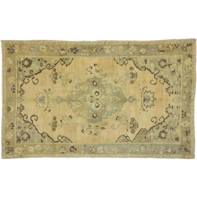 Vintage Turkish Oushak Rug - 5'4" X 8'7" For Sale - Image 9 of 10