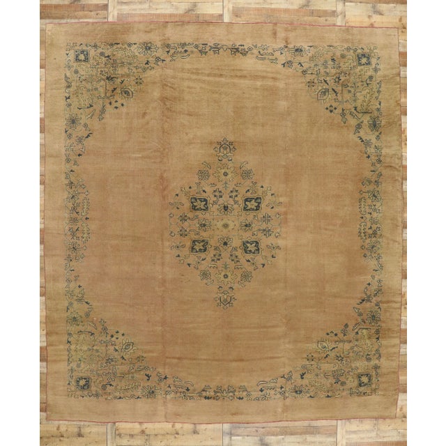 Antique Turkish Oushak Rug - 12'04 X 13'10 For Sale - Image 9 of 10