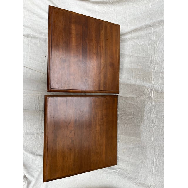 Square Wood Low Pedestal Tables a Pair For Sale - Image 10 of 12