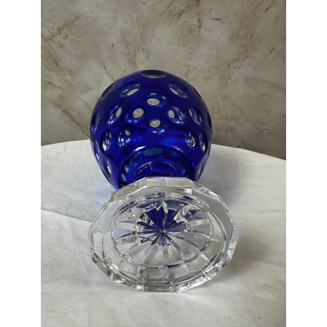 Vintage Crystal Blue Vase, 1950s For Sale - Image 9 of 12