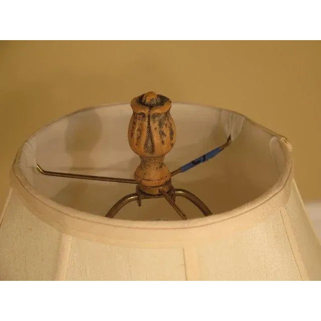 Wood Venetian Paint Decorated Urn Shaped Table Lamp with Shade For Sale - Image 7 of 10