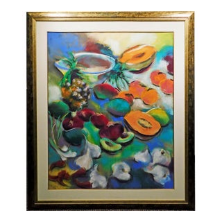 1990s Diane French Gaugush Original Pastel on Paper Fruits Custom Framed Hand Signed Dry Pigment For Sale