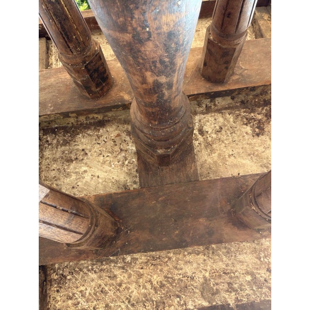 Brown Antique Victorian Barn House Carved Wood Table For Sale - Image 8 of 9