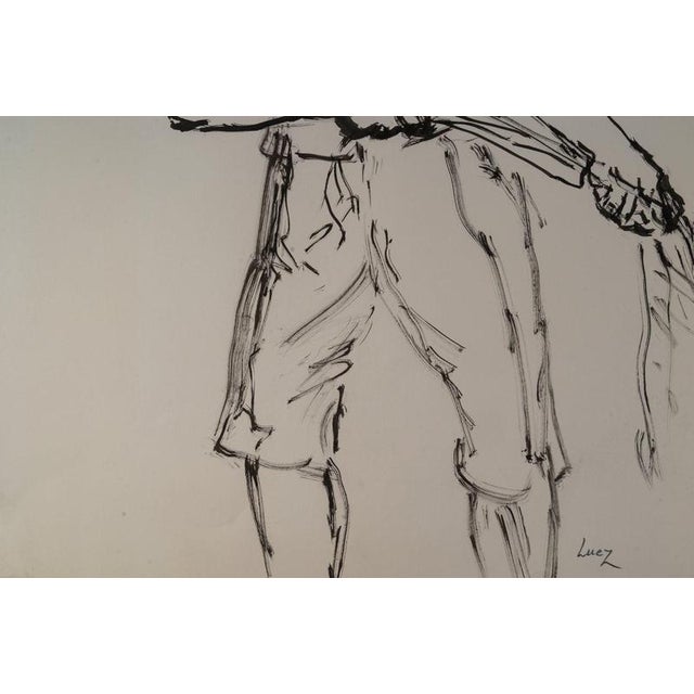 Drawing on paper depicting a man’s face by Evelyne Luez, 20th century. Drawing on paper by Evelyne Luez, 20th century,...