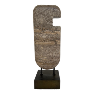 Revelation Organic Modern Gray Travertine Ancient Lore Sculpture Tall