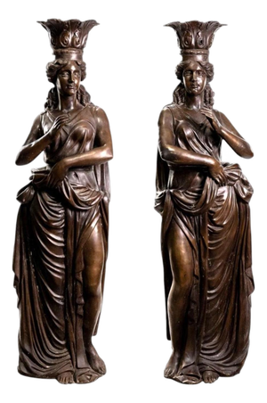 Neapolitan Artist, Large Greek Style Caryatids, 1980s, Bronze, Set of 2