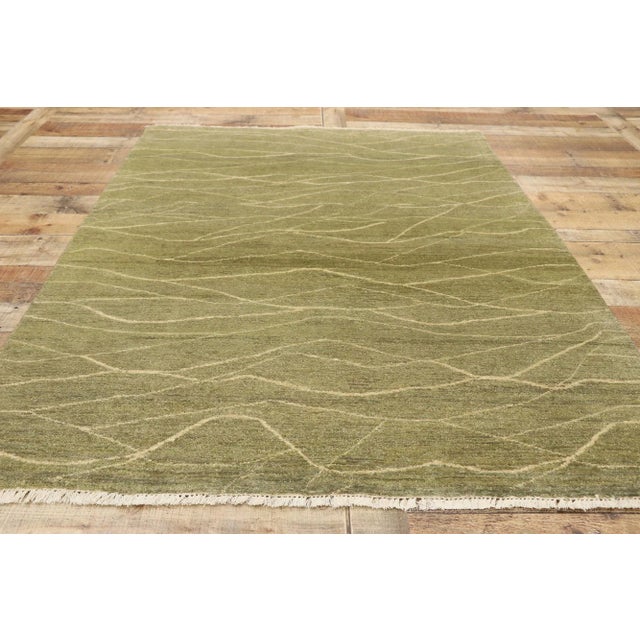 Textile Organic Modern Biophilic Indian Rug - 04'03 X 05'11 For Sale - Image 7 of 8