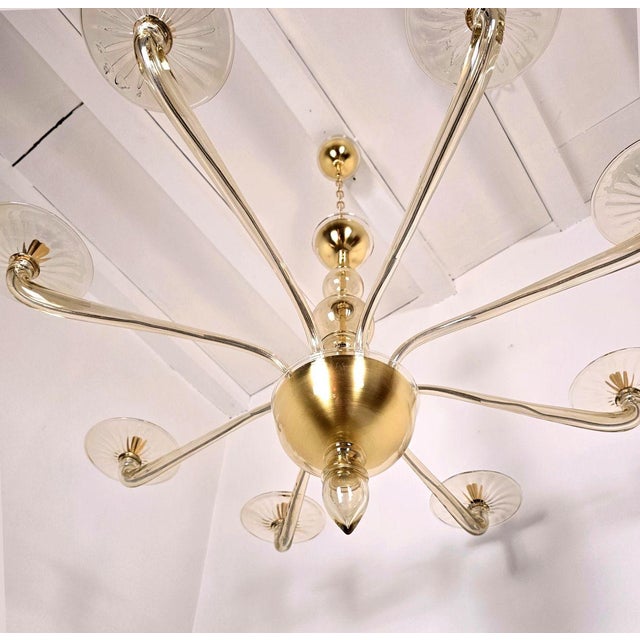 1980s Mid Century Modern Beige Murano Glass Chandelier For Sale In Dallas - Image 6 of 11
