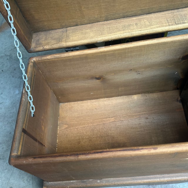 Brown 1970s Small Wooden Rustic Style Storage Trunk For Sale - Image 8 of 8