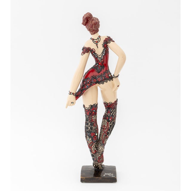 Josepha Standing Woman in a Red Dress Resin Sculpture For Sale - Image 9 of 14