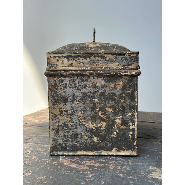 Cream Antique Weathered Cream-Painted Tin Box, Circa Late 19th - Early 20th Century For Sale - Image 8 of 16
