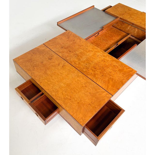 Mid-Century Burl Wood and Metal Coffee Table attributed to Guido Faleschini, 1970s For Sale - Image 11 of 15