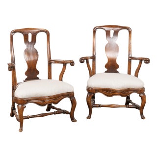 Late 18th Century Pair of Swedish Rococo Walnut Armchairs For Sale