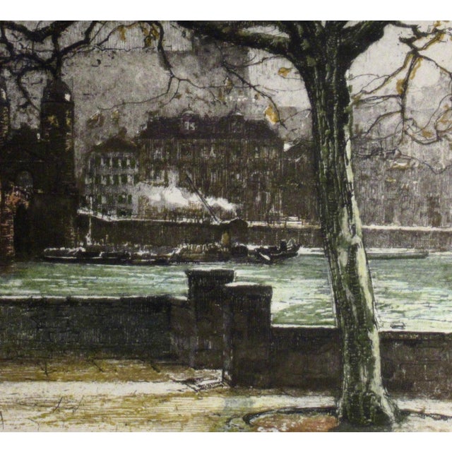 Realism Tana Kasimir Hoernes Cityscape with Bridge c. 1940 For Sale - Image 3 of 6