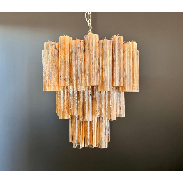 Large Vintage Three-Tier Murano Glass Tube Chandelier, 1990s For Sale - Image 8 of 18