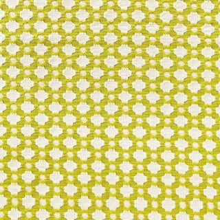 Schumacher X Celerie Kemble Betwixt Fabric in Chartreuse/Ivory For Sale