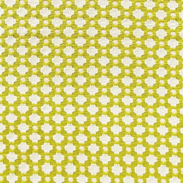 Schumacher X Celerie Kemble Betwixt Fabric in Chartreuse/Ivory For Sale