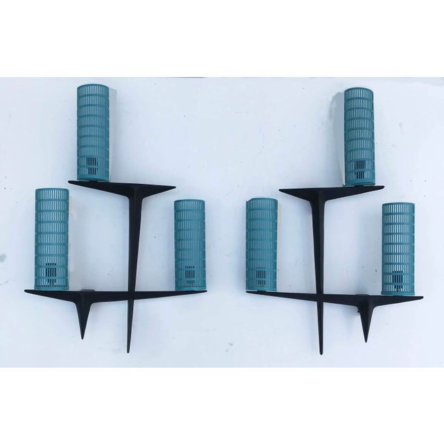 Teal 1960s Maison Arlus Sconces - a Pair For Sale - Image 8 of 8