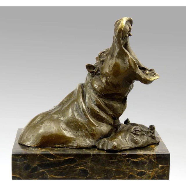 Bronze Little Hippo Statue For Sale - Image 3 of 8