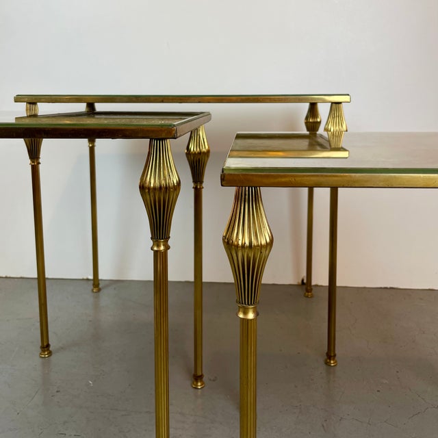 Brass Nesting Tables from Maison Baguès, France, 1950s, Set of 3 For Sale - Image 10 of 14