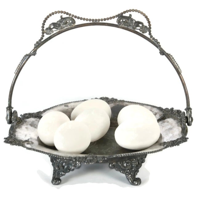 Early 20th Century Rustic Antique Silver-Plate Bride's Basket W/ "B" Monnogram For Sale - Image 5 of 5