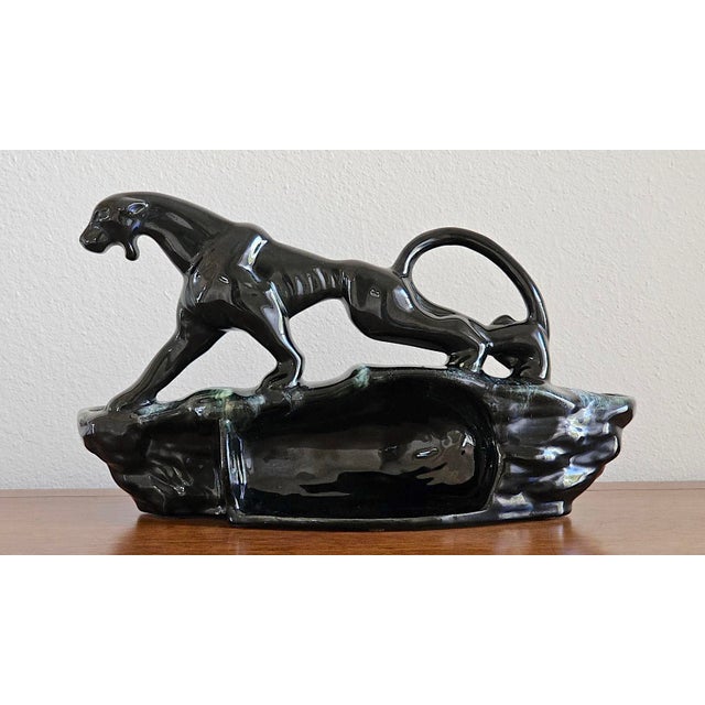 Vintage Black Panther Ceramic Tv Lamp Base Planter – Mid Century Modern Hollywood Regency Decor For Sale - Image 9 of 13