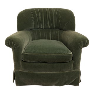 1960s Vintage Mohair Club Chair With Gathered Barrel Back For Sale