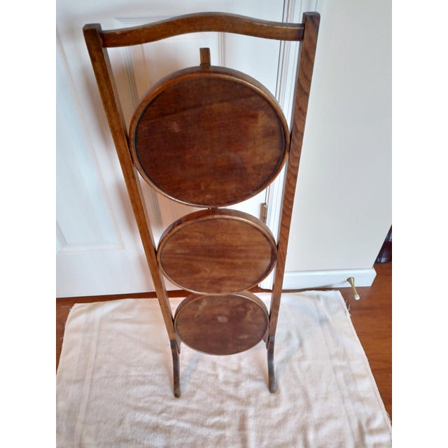 Vintage 1920's Wooden Folding 3 Tier Pie and Cake Stand For Sale In Saint Louis - Image 6 of 7