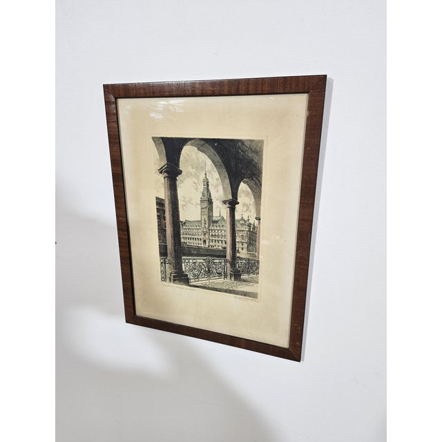 Original etching "Hamburg Town Hall" by Albrecht Bruck. Albrecht Bruck was a German graphic artist and painter. He was...