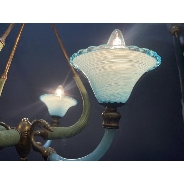 Italian Blue Murano Glass Chandelier, 1950s For Sale - Image 15 of 18