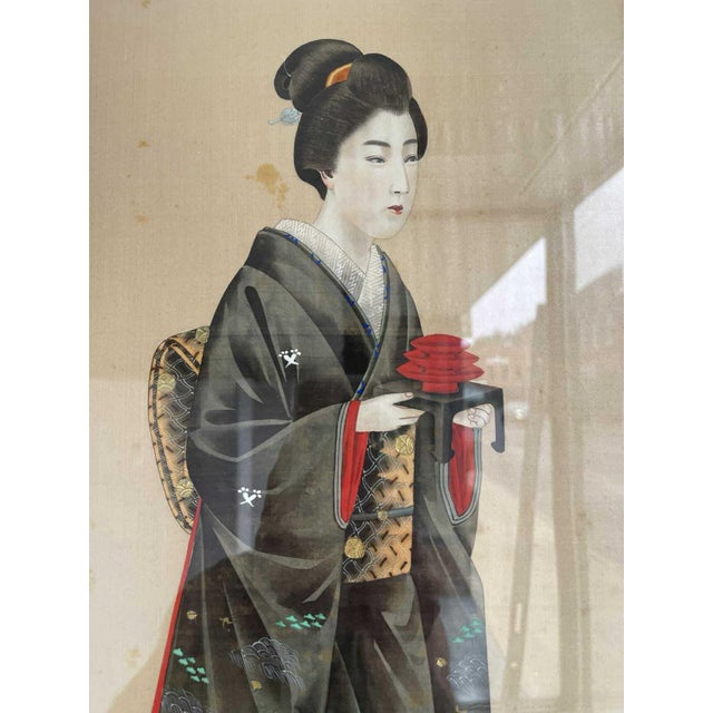 19th Century Japanese Paintings on Silk - Set of 2 For Sale - Image 15 of 18