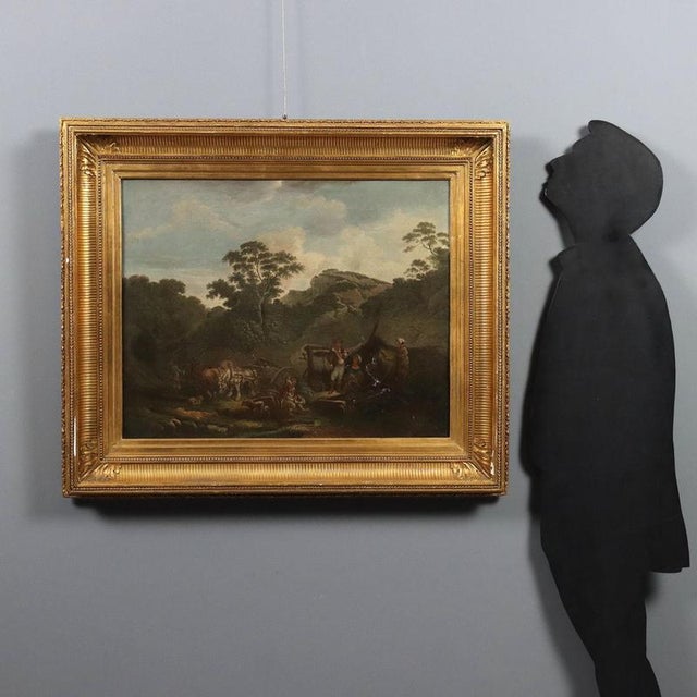 Oil on canvas. Northern European School, mid-19th century. In a verdant countryside landscape, near the well with its...