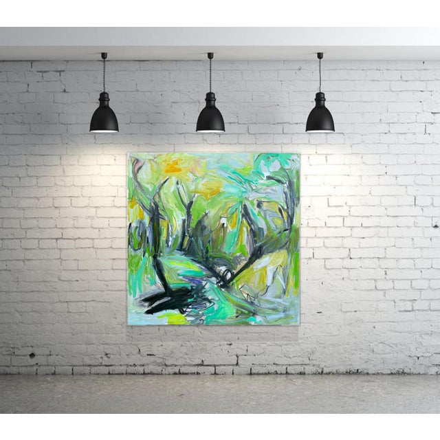 Large "Green Hills" by Trixie Pitts Large Abstract Expressionist Oil Painting For Sale In Nashville - Image 6 of 11