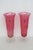 Mid-Century Modern Pink Flash Optic Glass Footed Vases Pair of 2 Mid Century Modern Style 5078b For Sale - Image 3 of 13