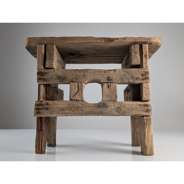 Rustic Stool in Wood For Sale - Image 4 of 17