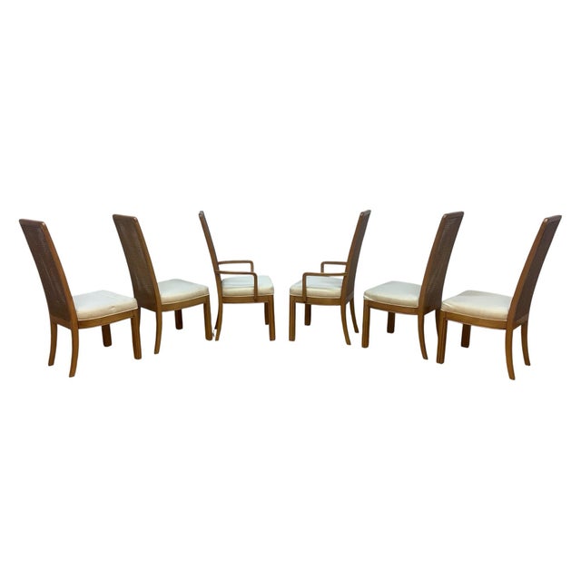 Mid Century Modern Cane Dining Chairs by American of Martinsville - Set of 6 Vintage American of Martinsville cane-back...