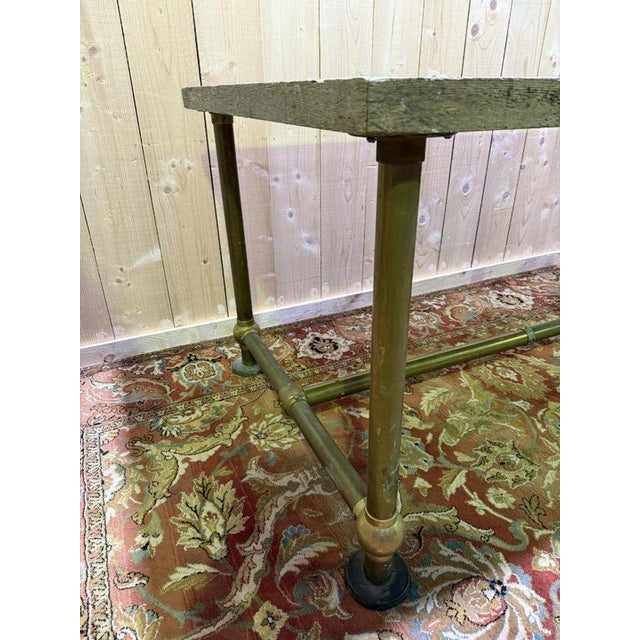 Workbench in Oak and Brass For Sale - Image 6 of 9