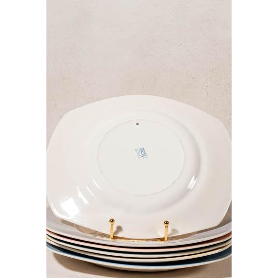 Set of 6 Fish Plates With Colored Rims by Figgio Flint Norway (1960s) For Sale In Charleston - Image 6 of 6