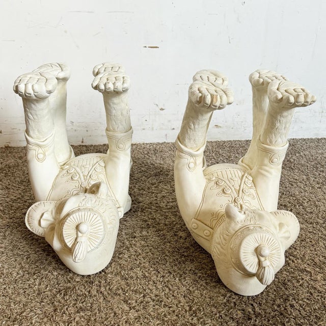 Boho Regency Plaster Monkey Tables by Continental Accents - a Pair For Sale In Miami - Image 6 of 11