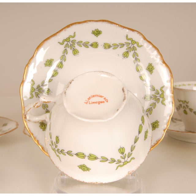 Limoges Porcelain Tea Set Art Nouveau Late 19th Century French A. Lanternier Floral Decor 15 Pieces For Sale - Image 10 of 11
