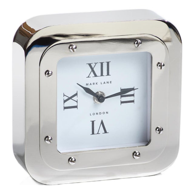 Mark Lane Silver Table Clock, Large For Sale