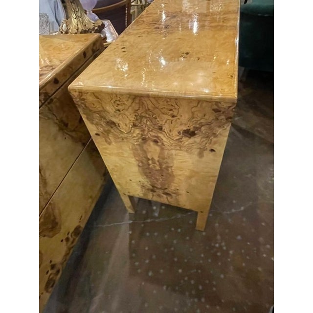Early 21st Century Pair of Italian Burlwood Commodes For Sale - Image 5 of 7