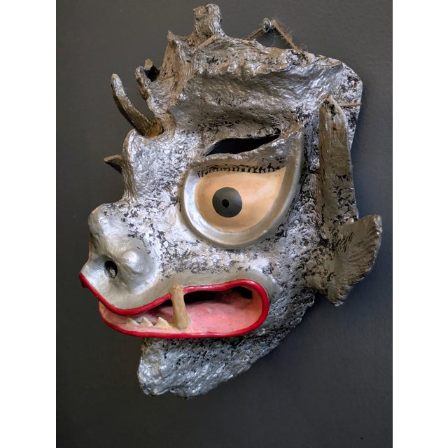 Paper Vintage Chinese Paper-Maché Folk Art Dragon/Demon Mask For Sale - Image 7 of 9