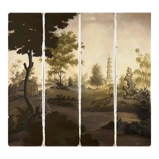 Panoramic Mural Landscape Wallpaper Hand Painted Artworks 20.7" X 82.7"/Panel - 4 Panels For Sale