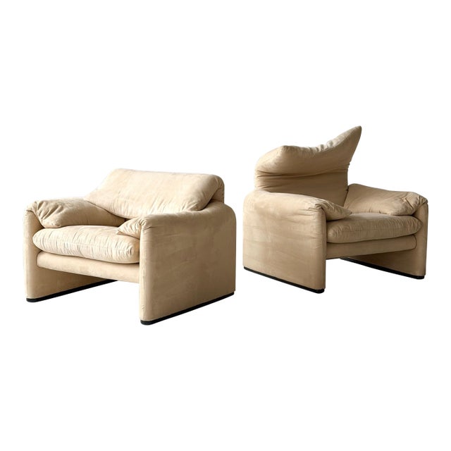 1980s Maralunga Chairs Attributed to Vico Magistretti for Cassina For Sale